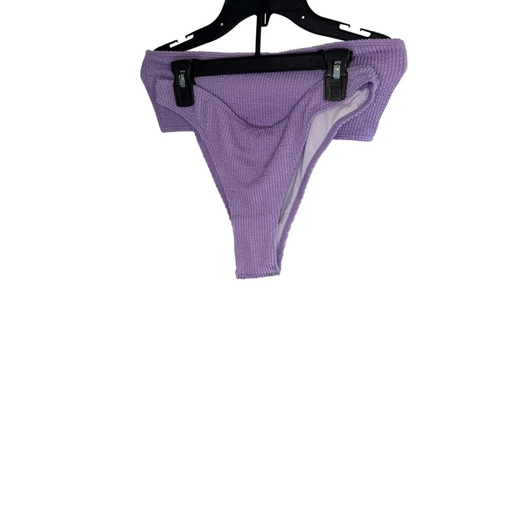 Women S High Waisted Bikini Bottoms Lavender Textured‎ Swimwear Size M
